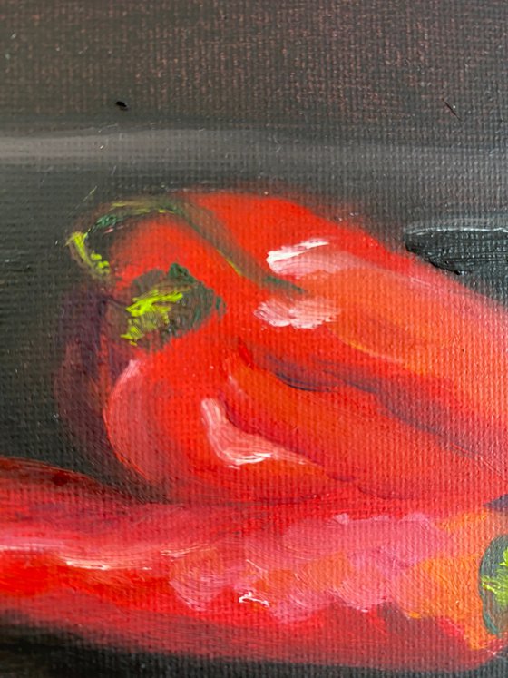 Still life with red peppers