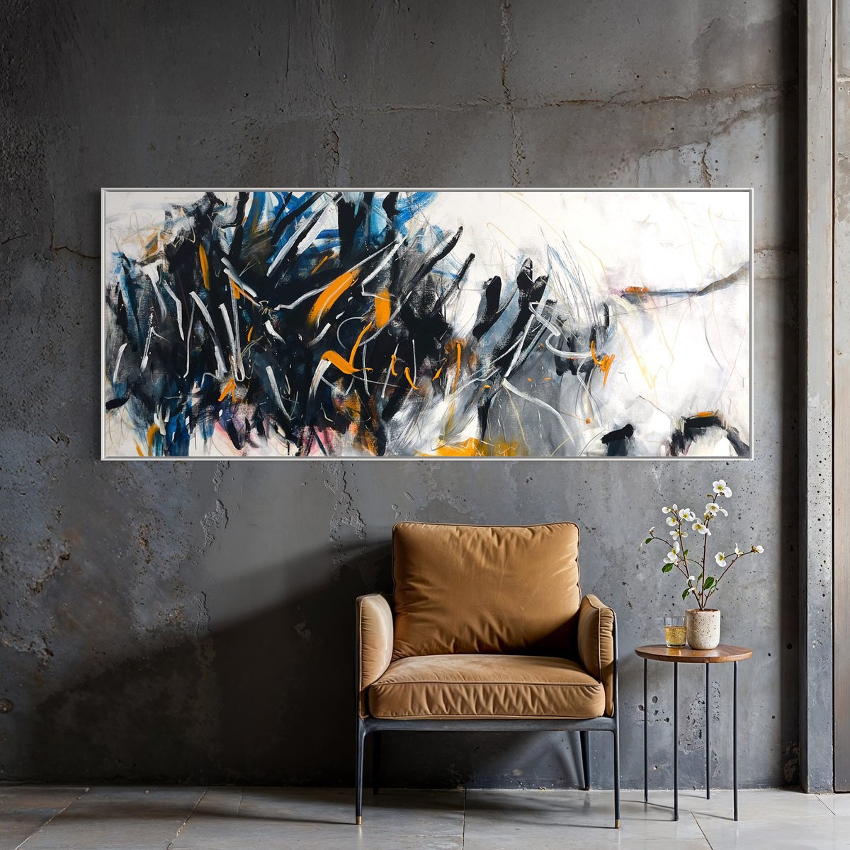 Expressive Landscape Acrylic Painting By Cheryl Harrison, 67 X 28, Push, Original Artwork