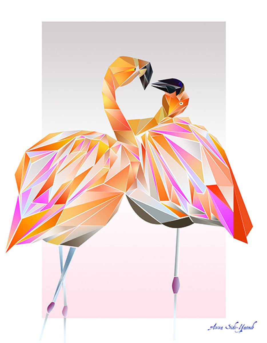 Flamingos in love by Anna Sidi-Yacoub