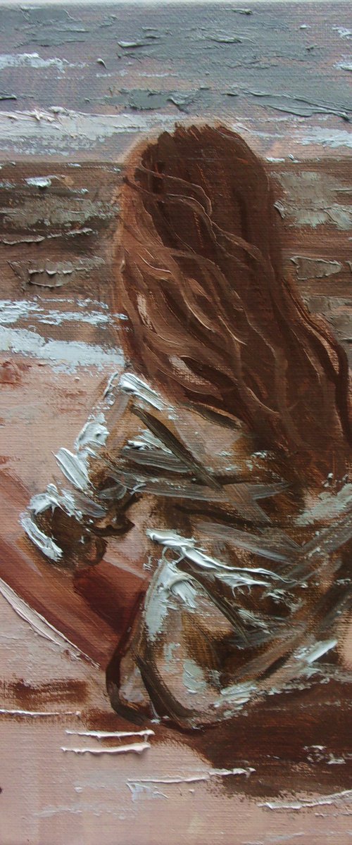 " MY PLACE "   liGHt  ORIGINAL OIL PAINTING, GIFT, PALETTE KNIFE by Monika Luniak