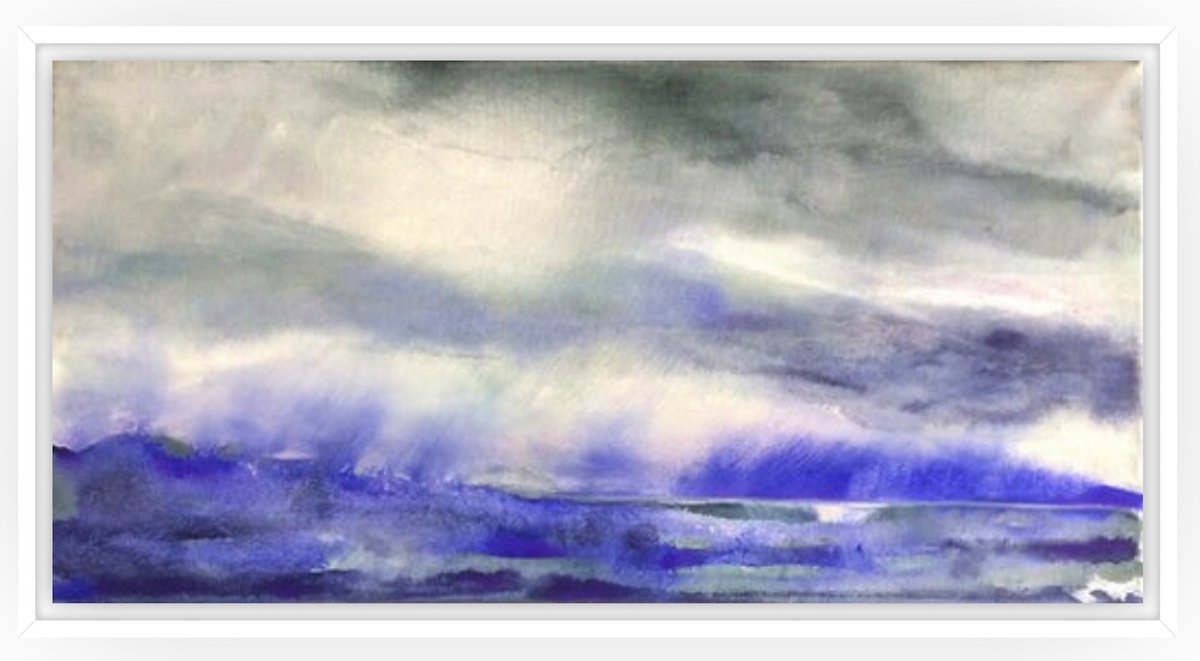 Abstract Landscape Painting By Gesa Reuter, 24 X 12, Follow The Blues, Original Artwork