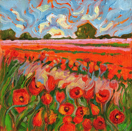 Red Tulips - Miniature Landscape