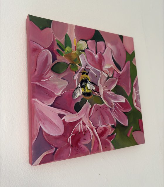 Bee on pink flower
