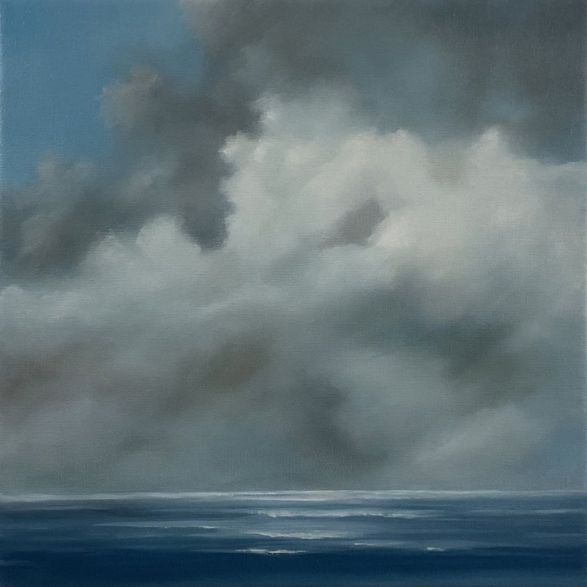 Abstract Landscape Oil Painting By Mullo Art, 14 X 14", The Weight Of Air, Original Artwork