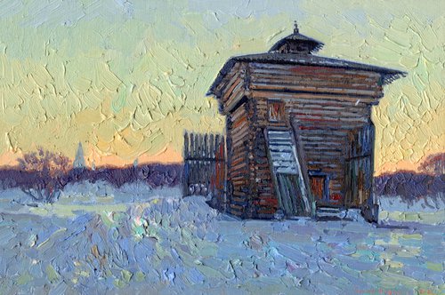 Sunset. February. Tower of the Bratsk prison. Kolomenskoye by Simon Kozhin