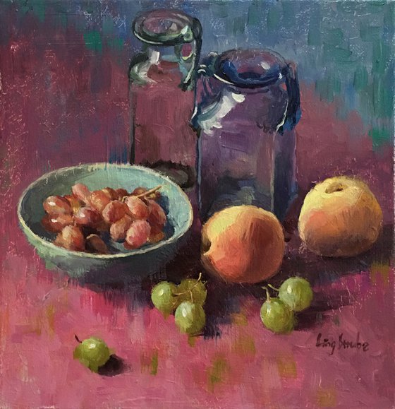 Still Life with Peaches and Grapes