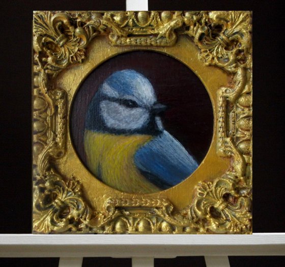 Blue Tit Bird art in frame