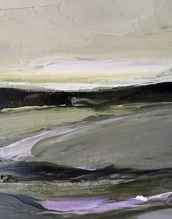 Abstract quiet fields waves on green