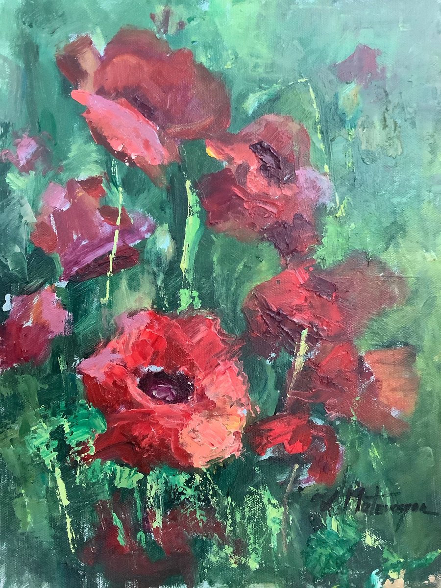 Poppies By Lia Matevosyan Haselton, 9 X 12, Artwork For Sale On Artfinder