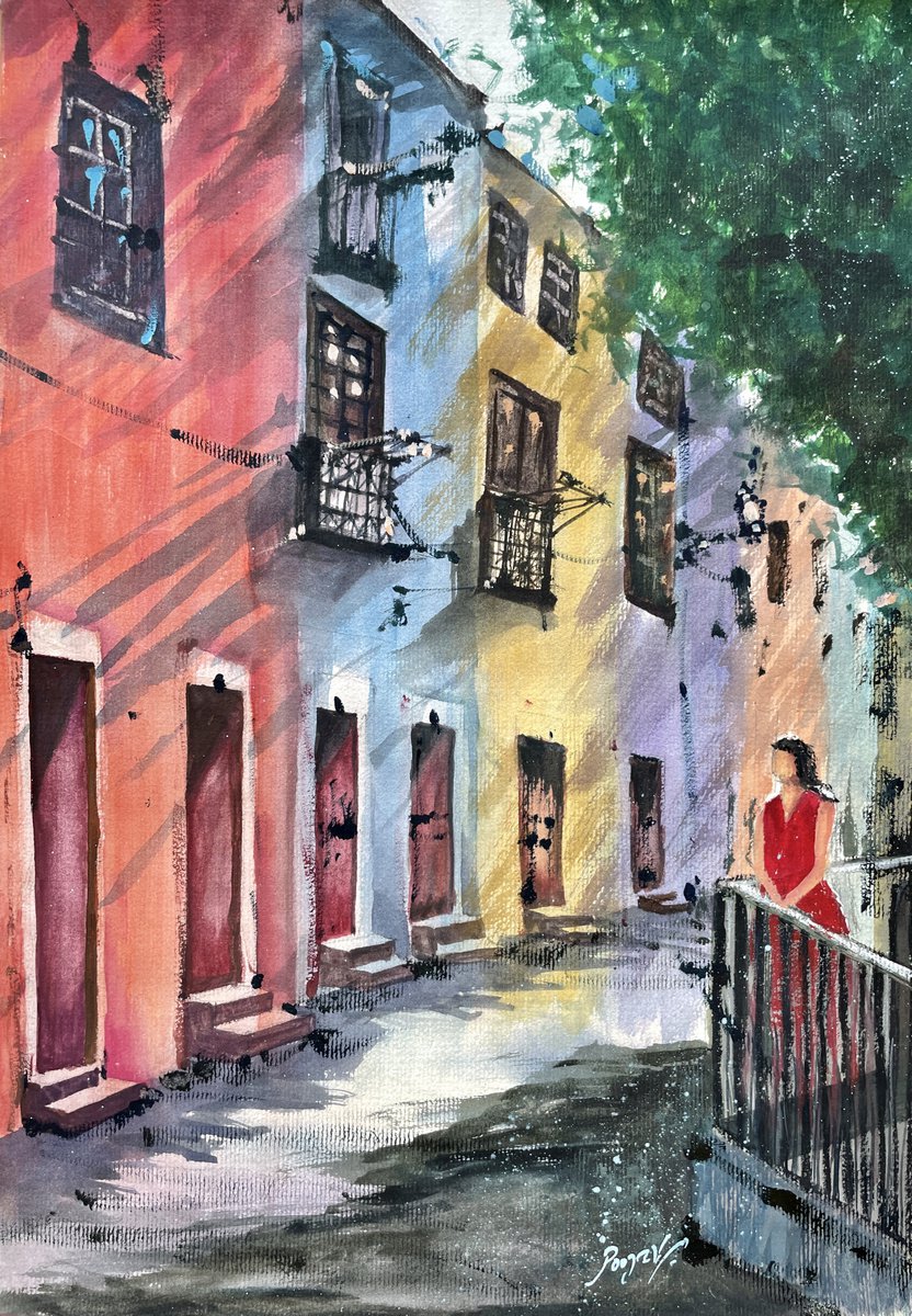 Lisbon Streets - City Painting with watercolour by Pooja Verma