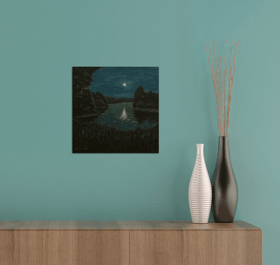 The Lunar Night - original summer landscape, painting