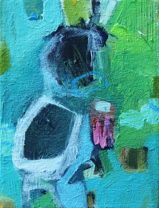 Painting Set of Three: Trio in Turquoise Blue