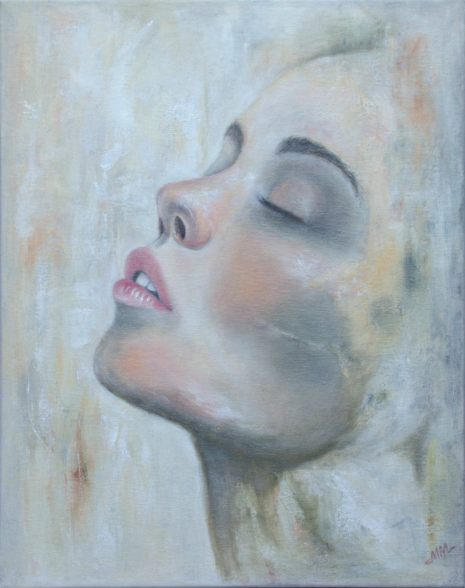 Expressive Portrait Oil Painting By Mila Moroko, 16 X 20", Radiance 1, Original Artwork