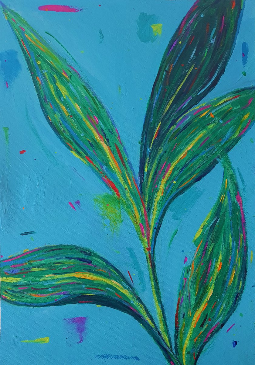 Impressionistic Botanical Acrylic Painting By Dawn Underwood, 12 X 17, Aspidistra, Original Artwork