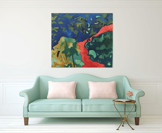 The Red Path -  semi abstract Fauvist Painting