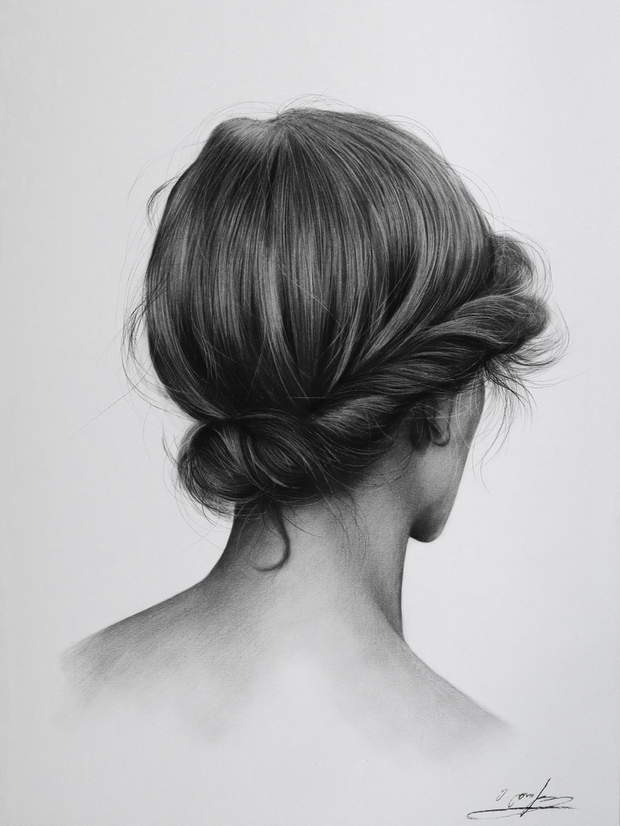 Photorealistic Portrait Charcoal Drawing By Mariam Darchiashvili, 12 X 16", Woman Portrait No. 25, Original Artwork