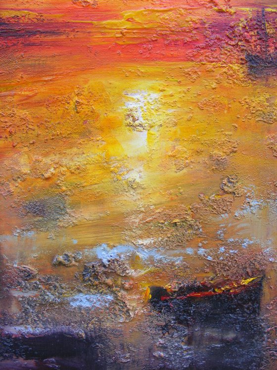 "Harbor of destroyed dreams -The last hole on the flute"....Large size W 120x H 60cm