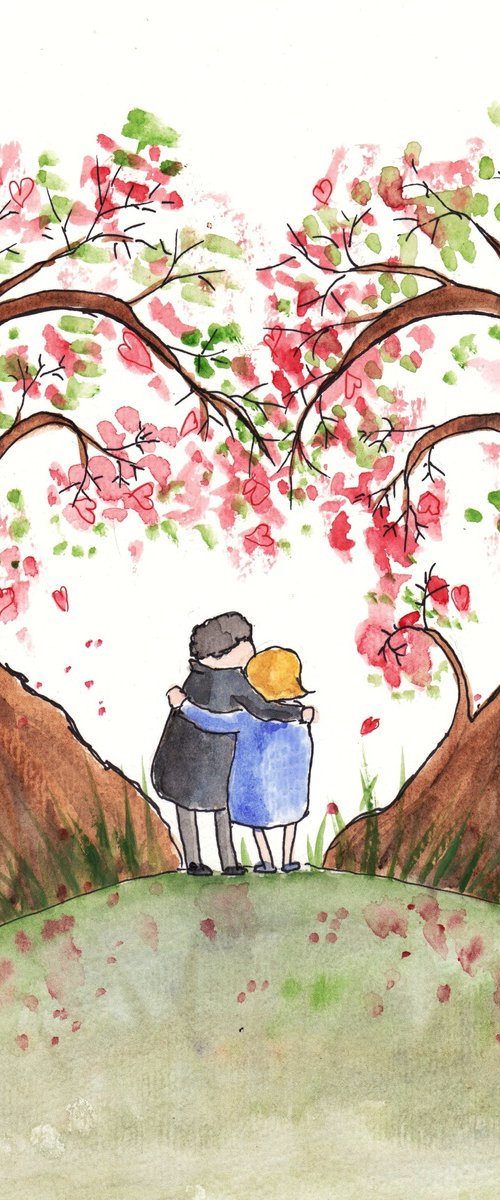 Couple under a Love Hearts Tree by MARJANSART