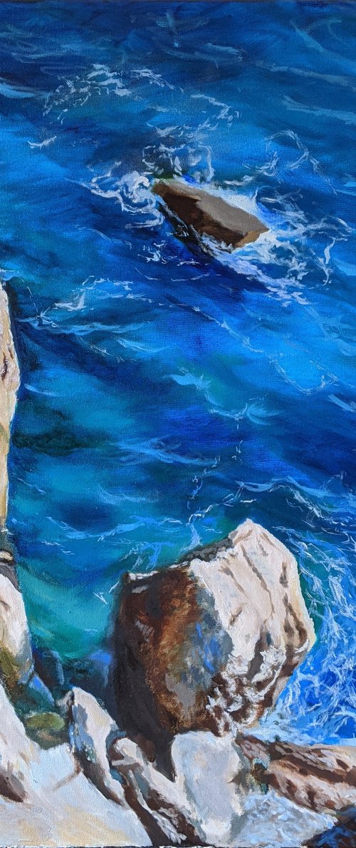 Nizza, Côte d'Azur AIVAZOVSKY INSPIRED NAUTICAL OIL ART OIL SEASCAPE LIVING ROOM WALL ART MARINE PAINTING, NAUTICAL ART by Anna Brazhnikova