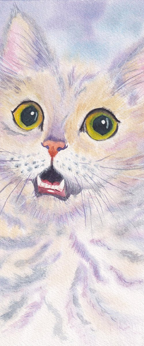 You Did WHAT?! Original Cat painting by Katerina Koroleva