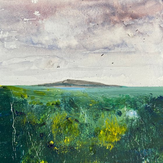 Seasons - Summer Field & Clouds Woodblock painting