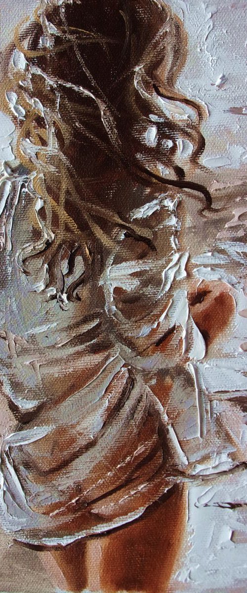 " BY THE SEA ... " original painting SEA autumn palette knife GIFT by Monika Luniak