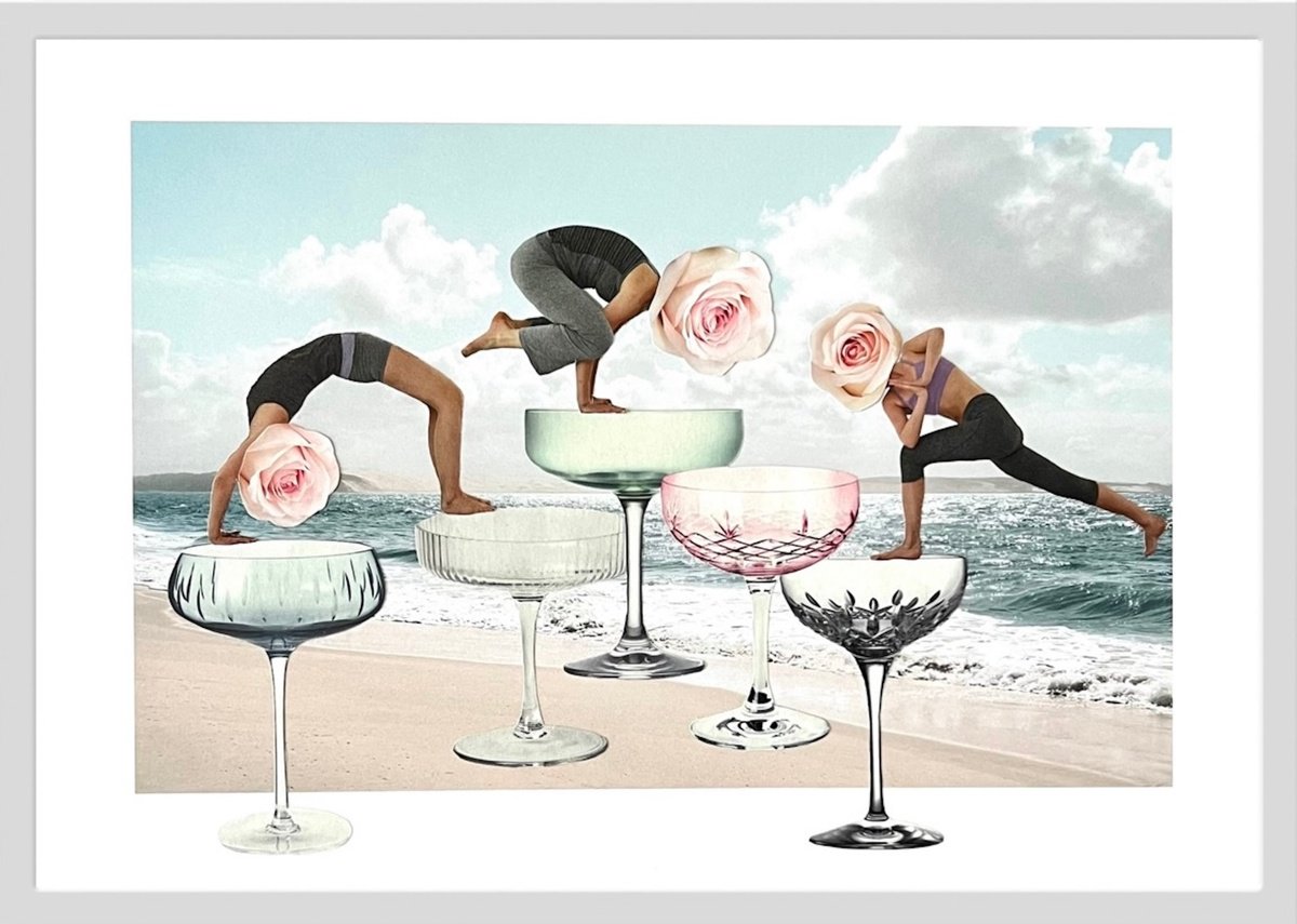 Urban And Pop Portrait Collage By Angelika Millmaker, 12 X 8, Yoga Glass, Original Artwork