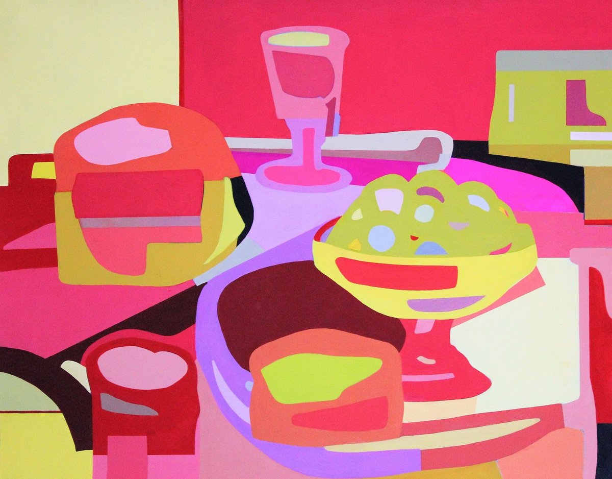 Impressionistic Still Life Acrylic Painting By Vast Swamp, 18 X 15", Party, Original Artwork