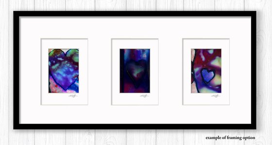 Heart Collection 13 - 3 Small Matted paintings by Kathy Morton Stanion