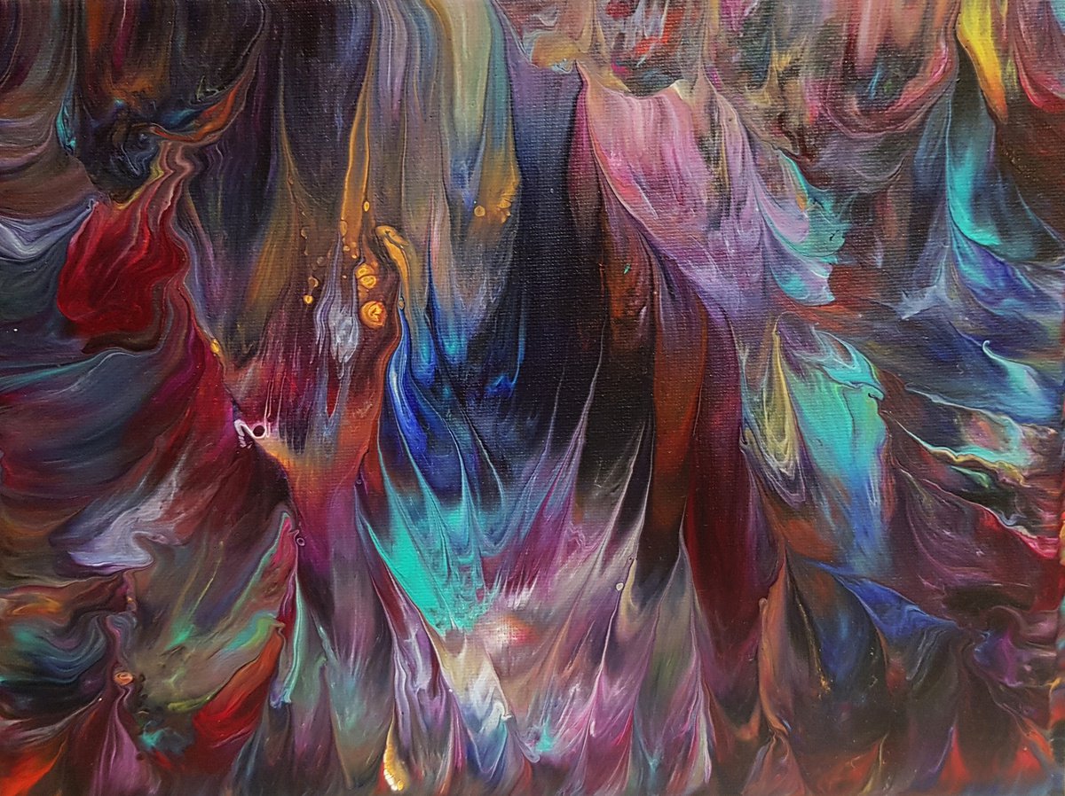 Organic Abstract Acrylic Painting By Alexandra Romano, 12 X 9, Free Spirit No. 16, Original Artwork