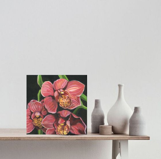 coral orchid acrylic floral