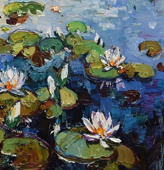 Water lilies Original Oil painting 60 x 90 cm