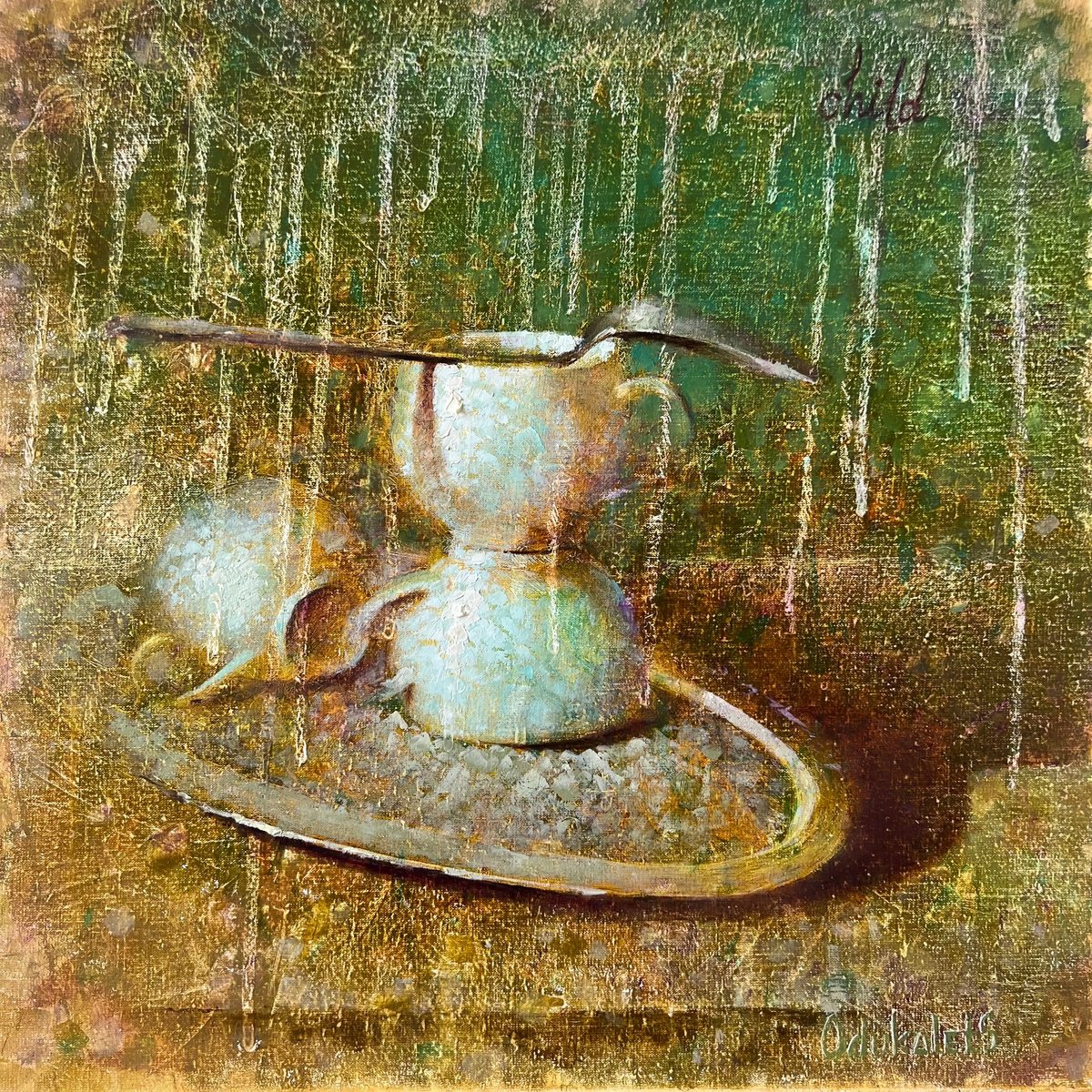 Rustic Coffee Cups By Yulia Odukalets, 16 X 16, Artwork For Sale On Artfinder