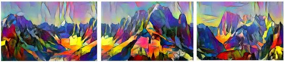 Triptych Aiguille Verte 3 toiles 40x60cm