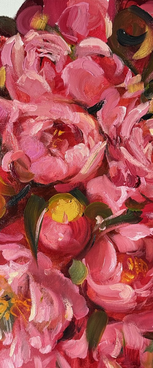 Red peonies flower by Olena Hromova