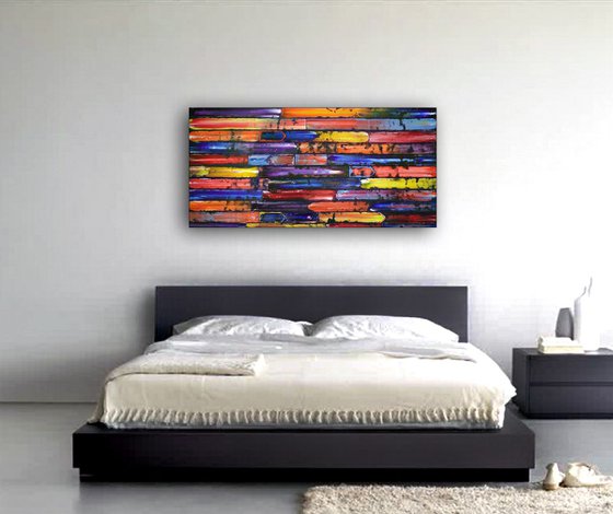 "Slip Through The Cracks" - Original PMS Abstract Oil Painting On Wooden Panel - 48" x 24"