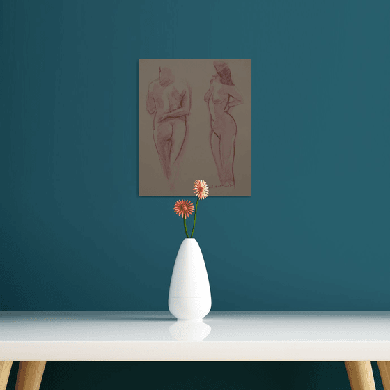 standing nude in 2 poses
