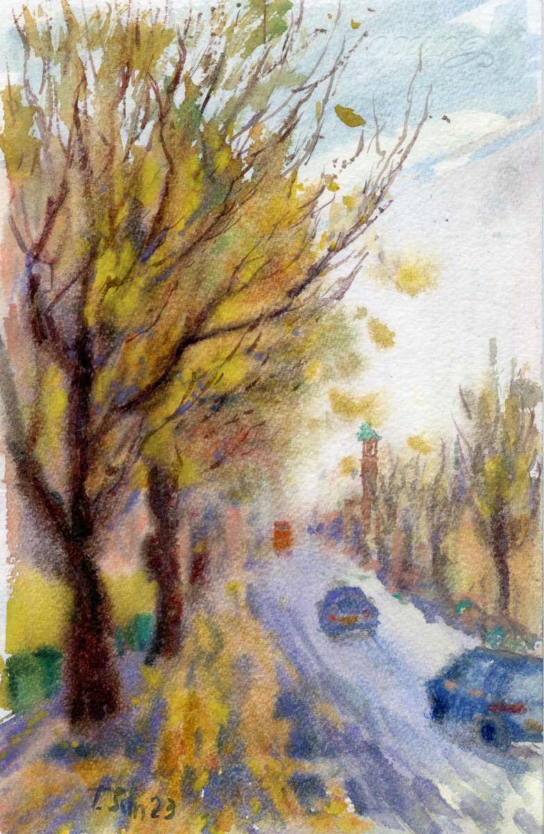 Impressionistic Watercolour , Autumn In England By Tanya Sun, 8 X 12, Artwork For Sale On Artfinder