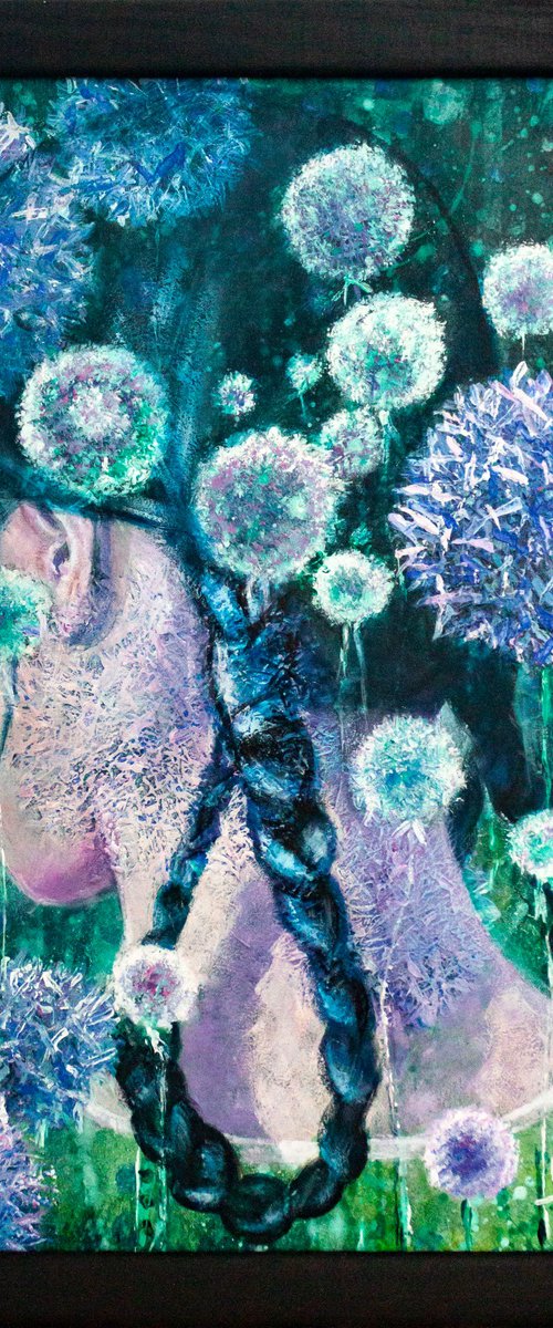 Woman  in flowers by Aleksandr Neliubin