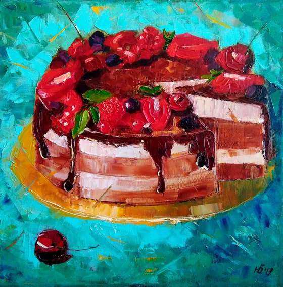 Chocolate cake with berries