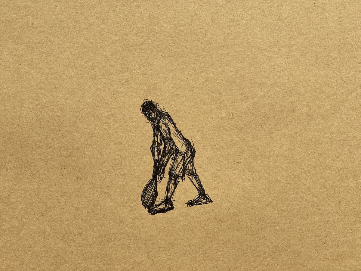 Expressive Portrait Ink Drawing By David Lloyd, 8 X 6, Service Motion 2, Original Artwork