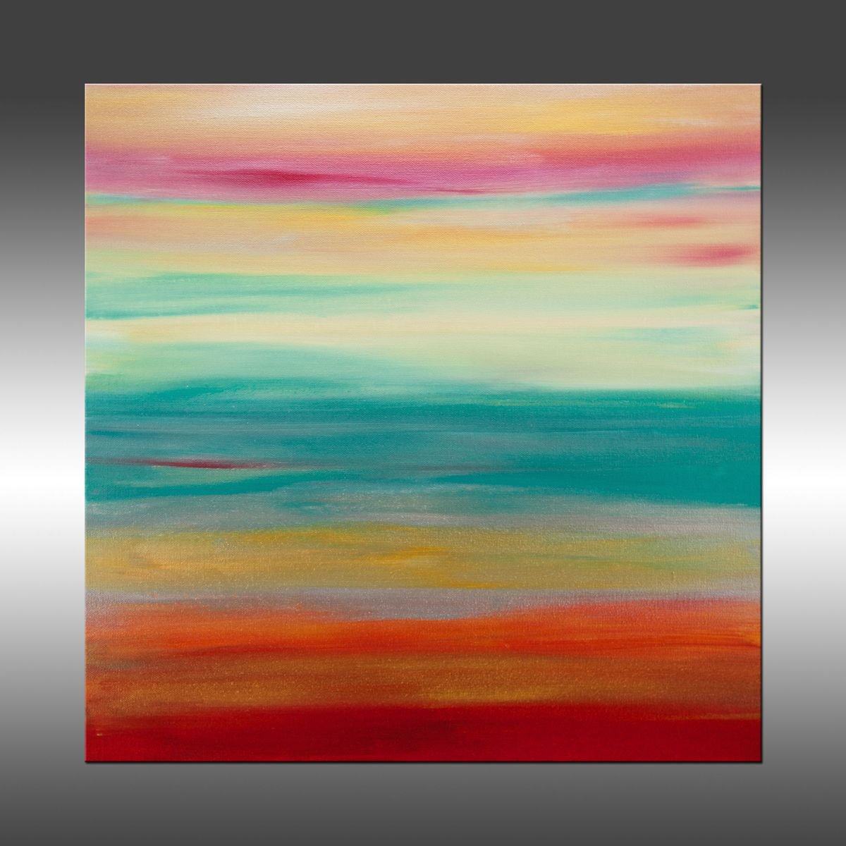 Abstract Acrylic Painting By Hilary Winfield, 20 X 20, Sunset 59, Original Artwork