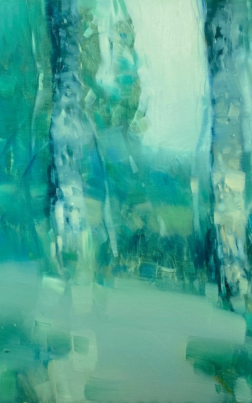 Summer Aspen, Original oil painting, Handmade artwork, One of a kind by Vahe Yeremyan