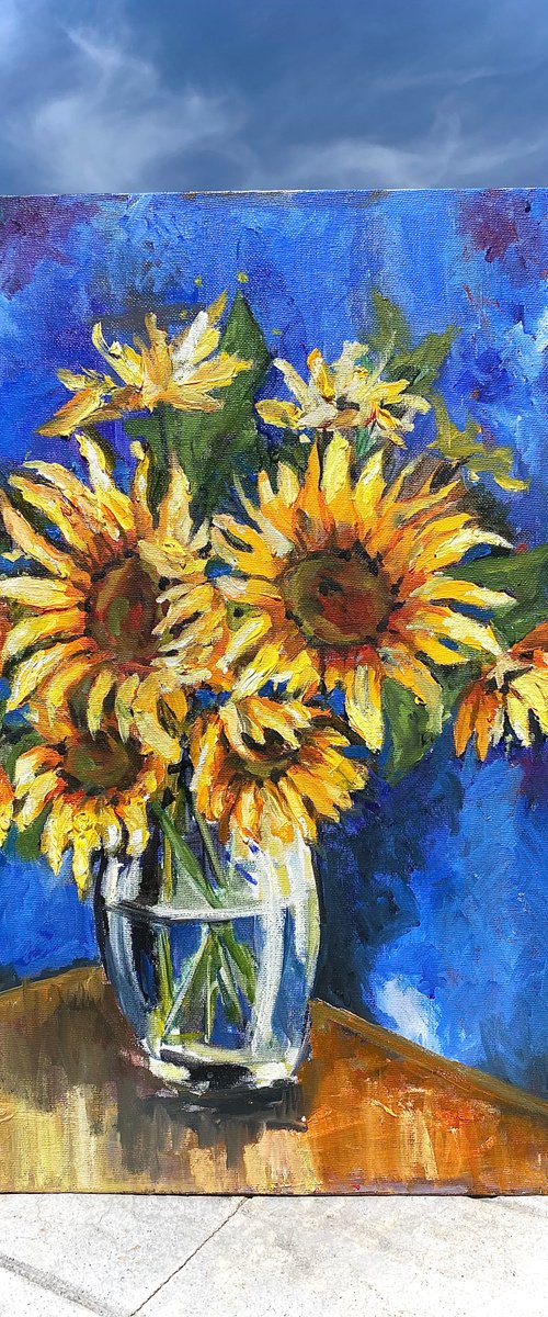 Sunflowers in a Glass Vase by Olga McNamara BiennaleArtist