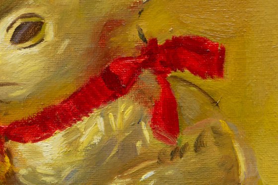 Golden Bunny - Original oil painting
