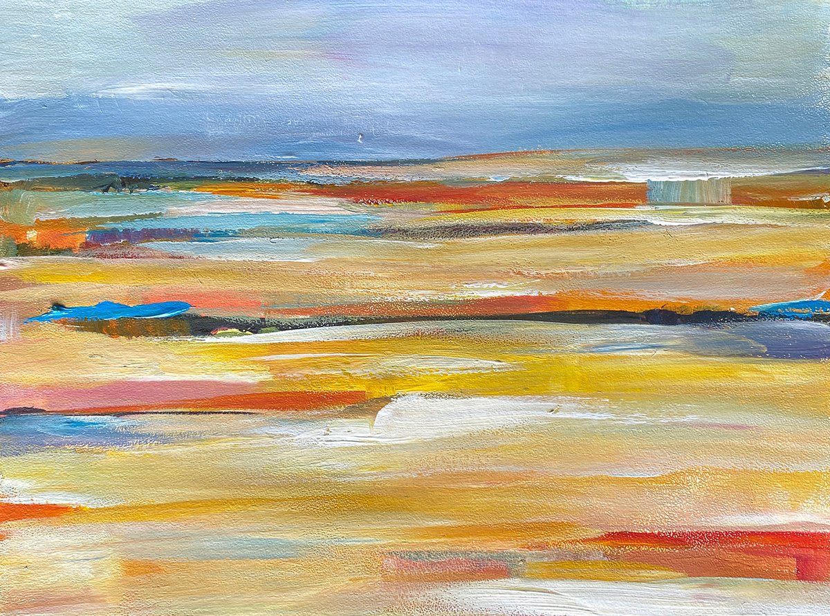 Abstract Landscape Acrylic Painting By Arti Chauhan, 15 X 13, Color Symphony, Original Artwork