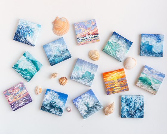 Miniature blue ocean waves