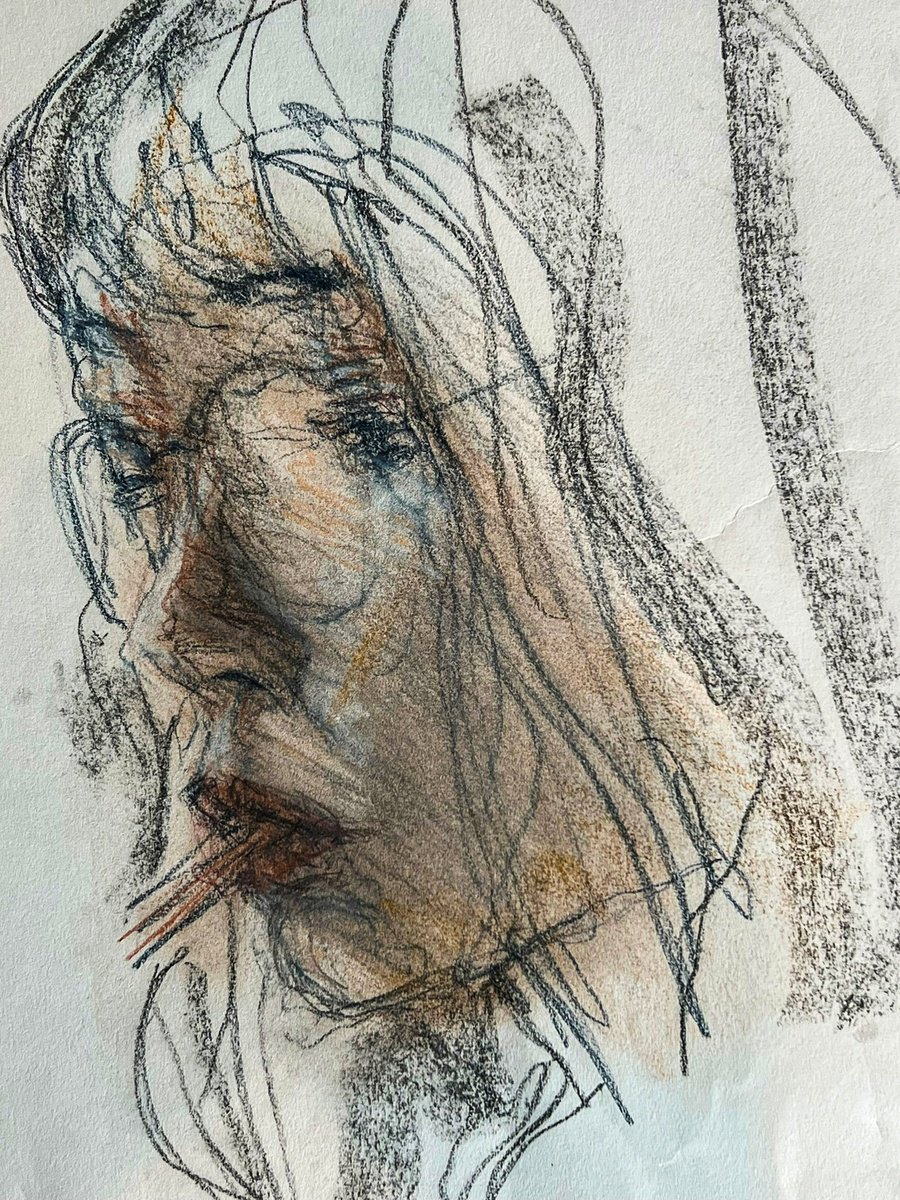 Expressive Pastel Drawing , Girl With A Straw By Jayme Mestieri, 12 X 16, Artwork For Sale On Artfinder