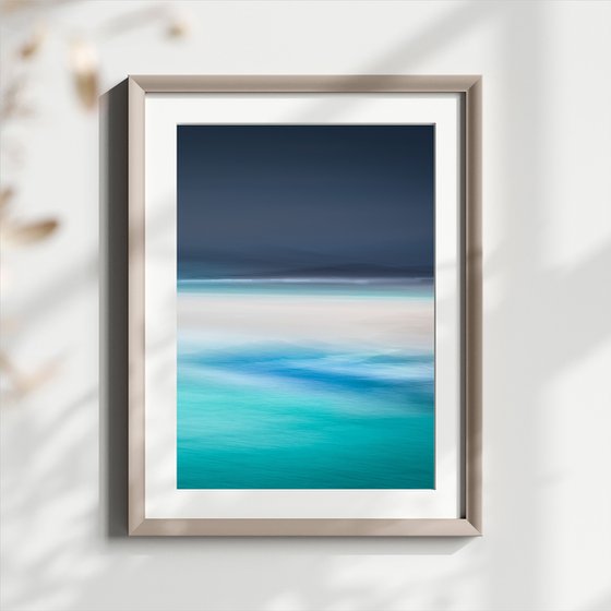 Moody Blue Morning - teal and blue abstract seascape