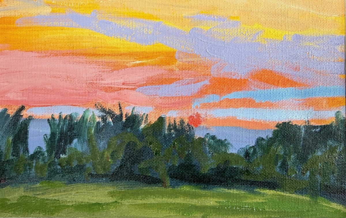 Sunset In The Forest By Kate Sosonna, 14 X 11, Artwork For Sale On Artfinder